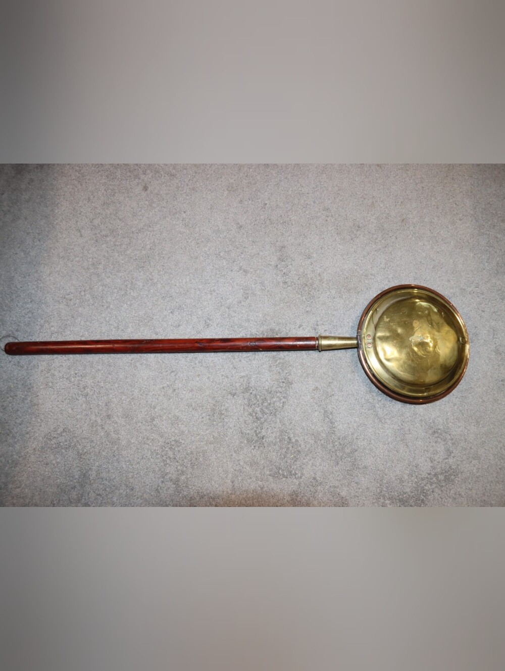 44" Brass Bed Warmer with Wooden Handle - Gold and Brown